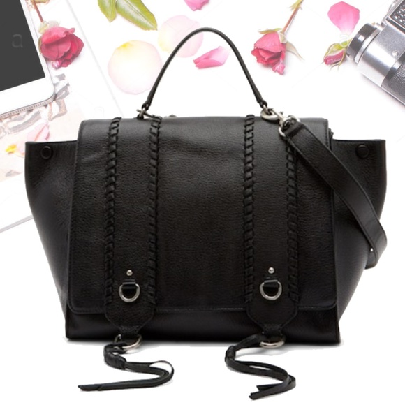 Rebecca Minkoff Handbags - Paige Nubuck Black Leather Satchel Bag
